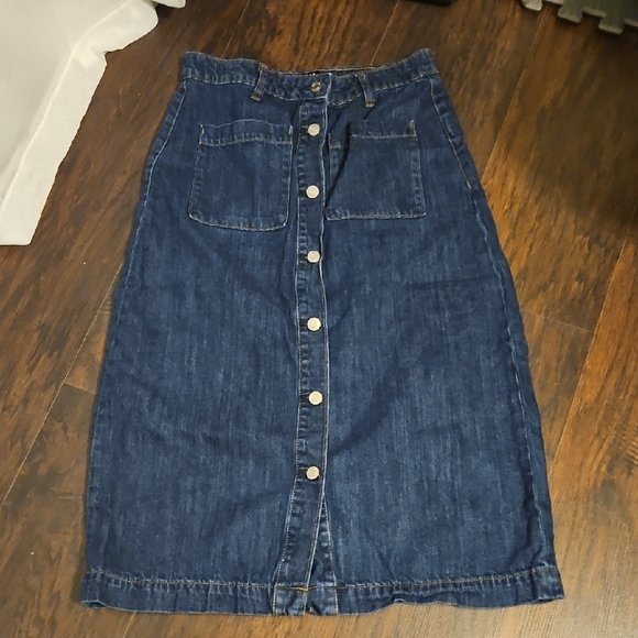 GAP Dark Blue Denim Pencil Skirt with Front Buttons - Picture 4 of 5